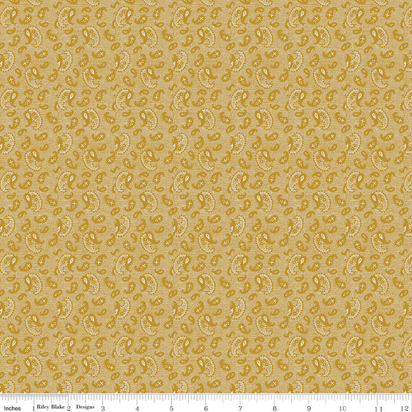 REMNANT:  2-1/2 yds Buttercup Blooms Paisley Gold (C11155-Gold)