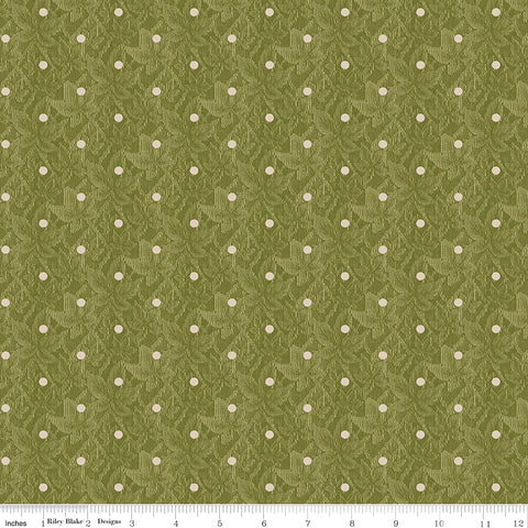REMNANT!  3 yds Buttercup Blooms Dot Green (C11157-Green)